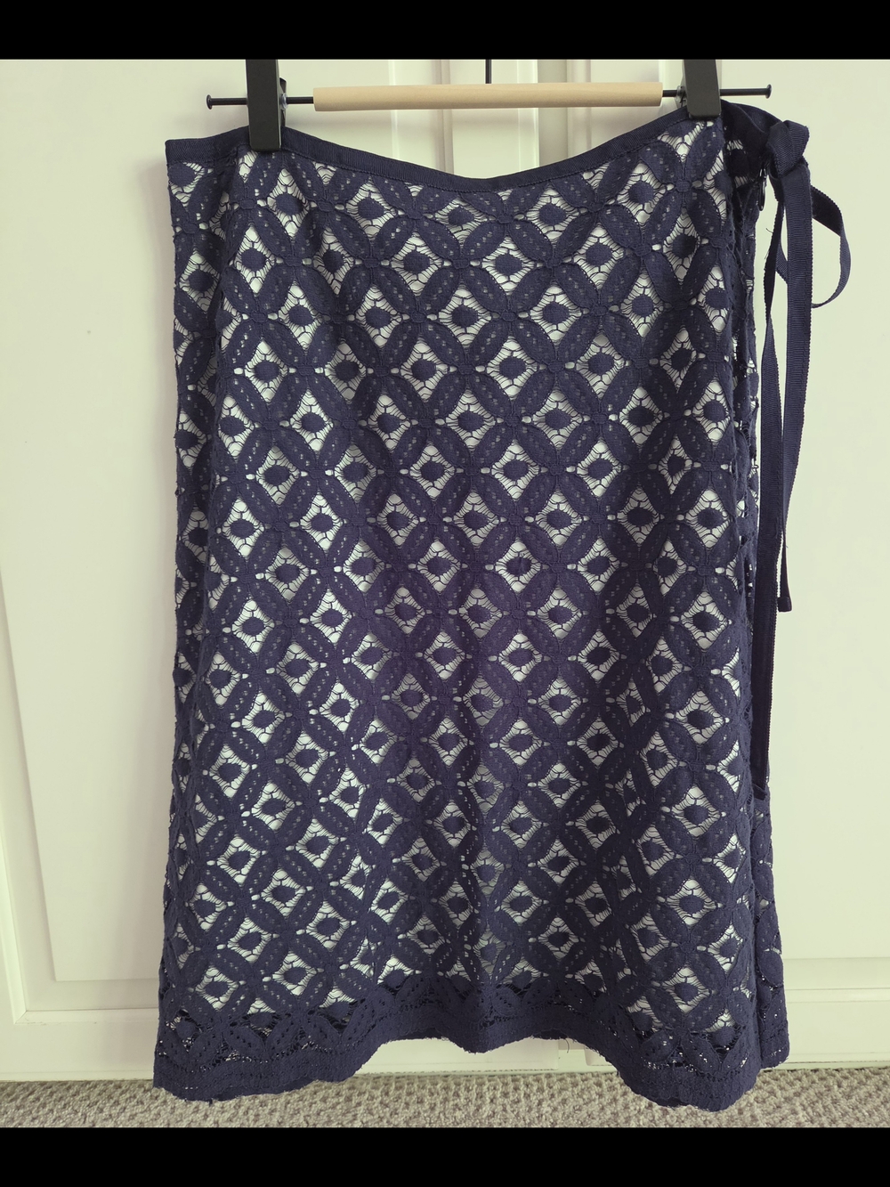 Max Studio Navy Crochet Overlay Skirt